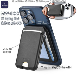 Ví da đựng thẻ hít lưng WiWU Mag Wallet MW-003 chính hãng - kèm giá đỡ rảnh tay
