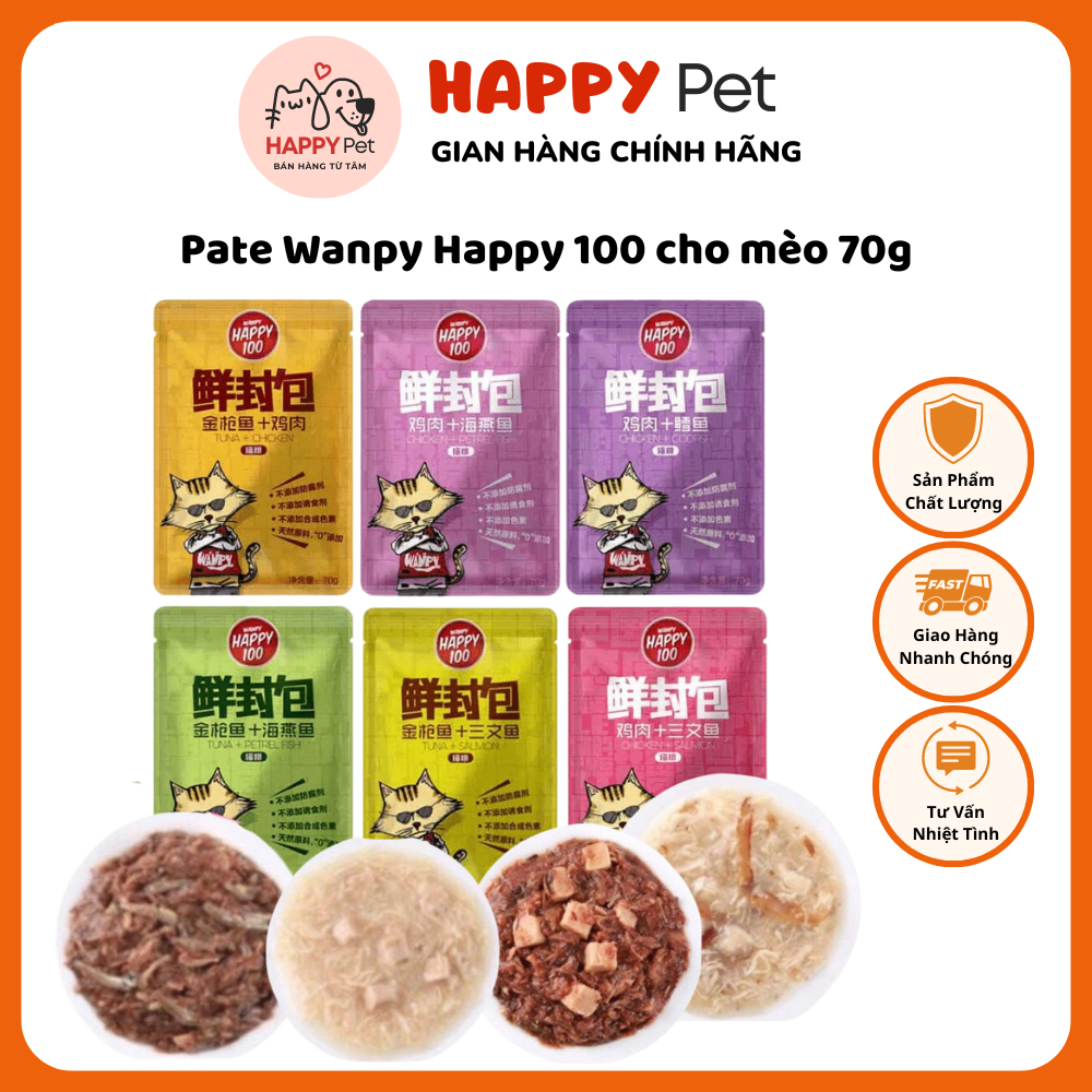 Pate Wanpy Happy 100 cho mèo 70g