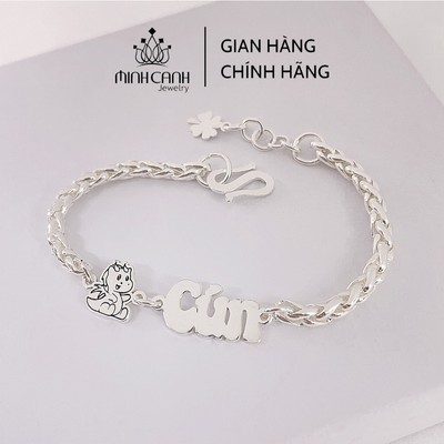 Vòng Bạc Khắc Tên Cho Bé Mix Con Giáp Dễ Thương - Minh Canh Jewelry