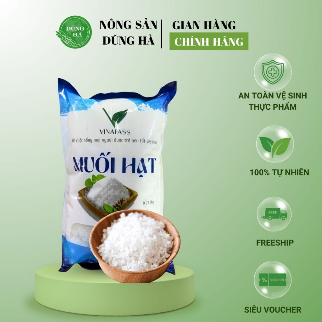 Muối Hạt Vinafass 1kg - Muối hạt tinh khiết dùng làm gia vị, muối ăn