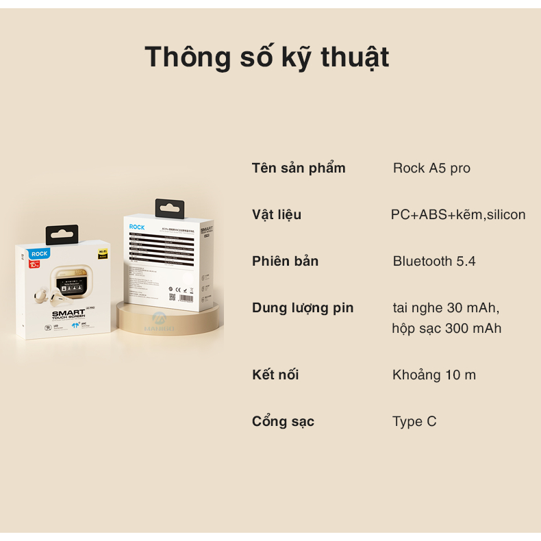 Tai nghe bluetooth chính hãng Rockspace A5 pro true wireless ko dây chống ồn chủ động ANC Bh 1 năm | BigBuy360 - bigbuy360.vn