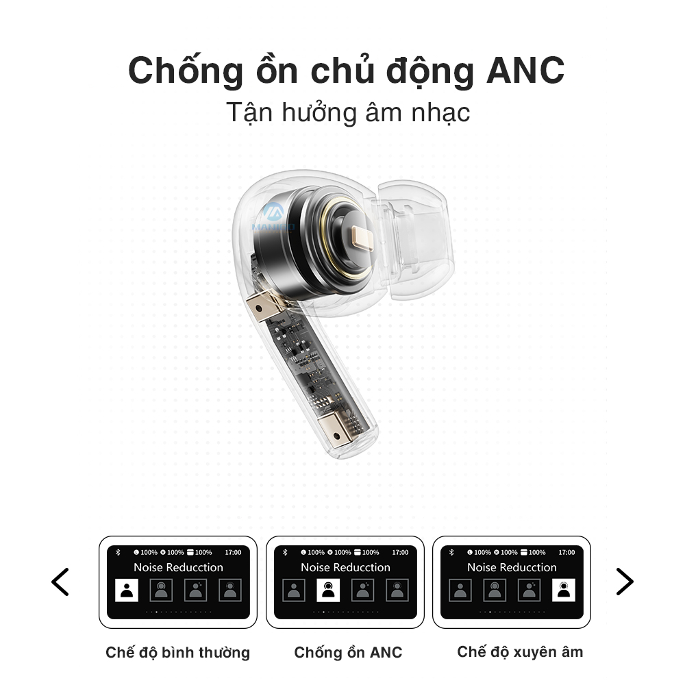 Tai nghe bluetooth chính hãng Rockspace A5 pro true wireless ko dây chống ồn chủ động ANC Bh 1 năm | BigBuy360 - bigbuy360.vn