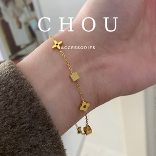 Dây chuyền titan, vòng tay titan charm cỏ 4 lá | chou accessories |