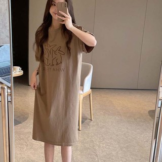Váy lười suông cuối MOTIE ngắn tay cổ tròn in hình những chú thỏ tinh nghịch TTDSA0241