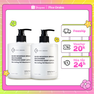 Combo 2 chai Sữa dưỡng thể giúp dưỡng ẩm làm trắng da Niacinamide Five Grains - Unisex 500ML/chai