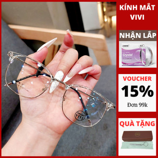 Gọng kính cận nam nữ dáng vuông V2713 chất liệu kim loại mảnh, Nhận cắt cận viễn loạn Kính mắt ViVi