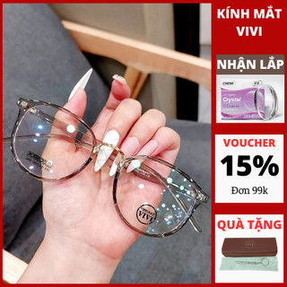 Gọng kính cận tròn nam nữ VE06 hàn quốc chất liệu nhựa dẻo, Nhận cắt cận viễn loạn Kính mắt ViVi