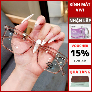 Gọng kính cận nam nữ dáng vuông VE22 chất liệu nhựa dẻo, Nhận cắt cận viễn loạn Kính mắt ViVi