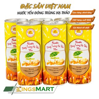 Lốc 6 lon nước yến đông trùng hạ thảo ht+ - thương hiệu thiên ân - 240ml/lon - kingsmart
