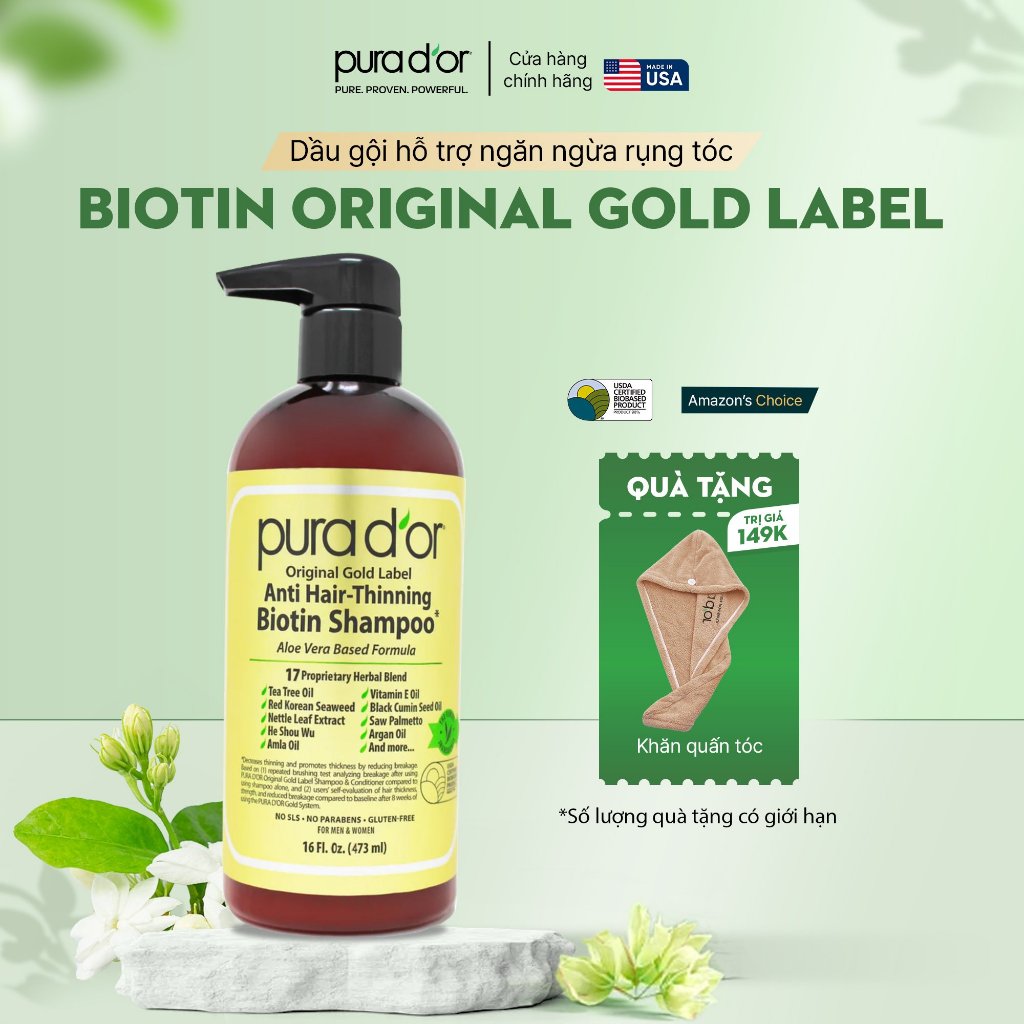 Dầu gội ngăn rụng tóc PURA D'OR Original Gold Label