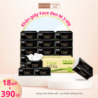 Giấy ăn FACE đen size M 390 tờ dai mịn cao cấp - Giấy Face Thanh Anh, face rút, giấy face, khăn giấy