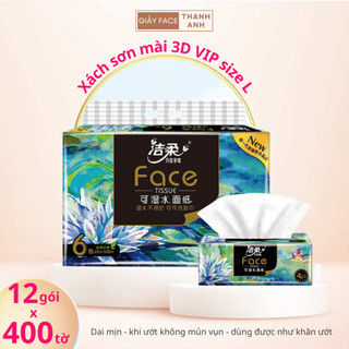 Set 12 gói khăn giấy Face hoa VIP size L 4 lớp chất lượng cao, Giấy Face, khăn giấy, giấy chất lượng