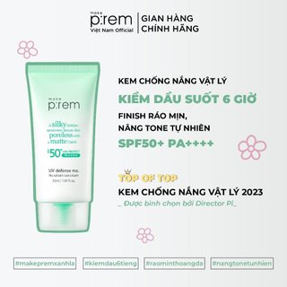 Kem chống nắng vật lý, hoá học kiềm dầu nâng tone,make p:rem uv defense me spf50+ pa+++ 50ml adally