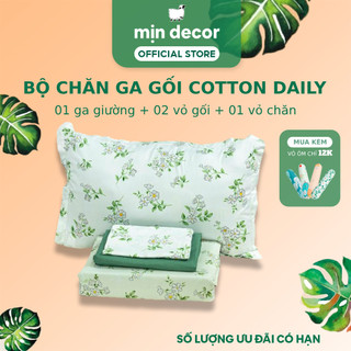 Bộ Chăn Ga Gối Cotton Poly 3D Mịn Decor Bo Chun 10cm, Ga Nệm Cotton Poly Decor Phòng Ngủ - Hoạ Tiết Hoa Lá, Dễ Thương