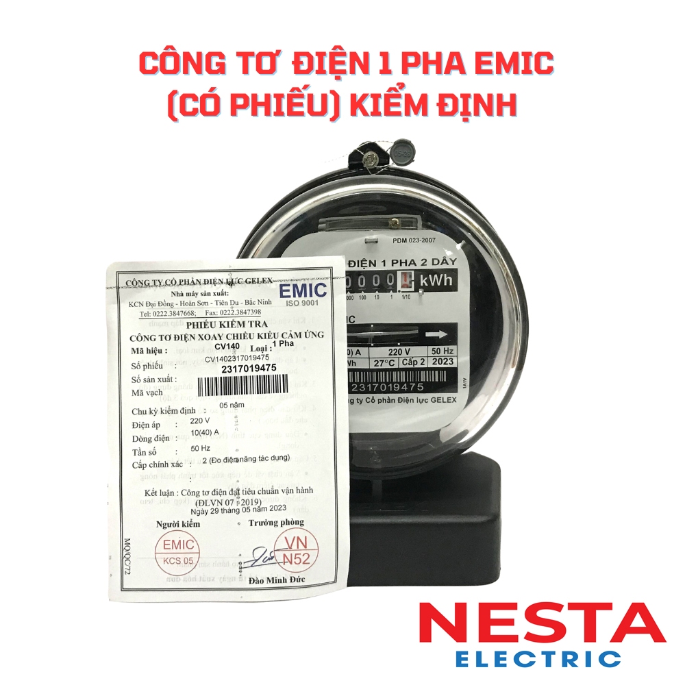 Công Tơ Điện Emic 1 Pha 2 Dây ( Có Giấy Kiểm Định Chính Quy )
