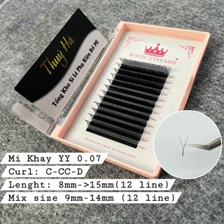 Mi YY dày 0.07 độ cong C-D Dài 8-15mm (12 line) dụng cụ nối mi_Thúy Hà