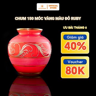 Chum Móc Vàng Màu Đỏ Ruby LOTUS GLASS Hàng Cao Cấp Chính Hãng, mã DN82506/150/DO