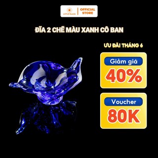 Đĩa 2 Chẽ Màu Xanh Cô Ban Thuỷ Tinh LOTUS GLASS Hàng Cao Cấp Chính Hãng, mã N042/2/30/37