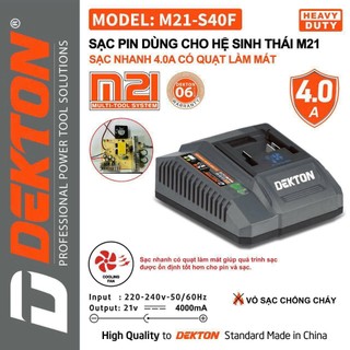Sạc nhanh 21v 4.0a dekton m21-s40f chân pin phổ thông