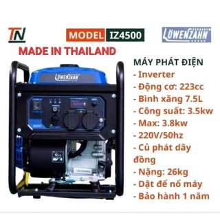 Máy phát điện 3.5kw dùng cho gia đình LOWENZAHN thái lan nhỏ nhẹ tiết kiệm nhiên liệu