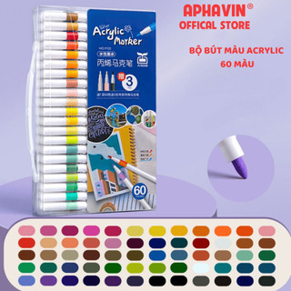 Bút màu acrylic marker 60 màu cao cấp tươi sáng, bút sơn acrylic chống nước vẽ trên mọi chất liệu bề mặt