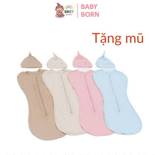 Nhộng chũn, túi ngủ Anminaza nhộng ngủ sợi tre tặng kèm mũ giúp bé ngủ sâu, ngon giấc Baby Born shop