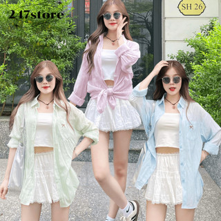Áo sơ mi đũi phối túi thêu nơ kèm áo 2s - 247store.vn - smduituitheuno24542_p0k15