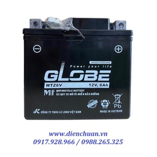Ắc quy xe máy globe wtz6v 12v6ah dùng cho lead, nozza, airblade, sh mode, sh việt nam