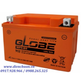 Ắc quy xe máy globe 12v-9ah wp9-bs ắc quy khô dùng cho cho xe spacy , attila , excel và xe phân khối lớn