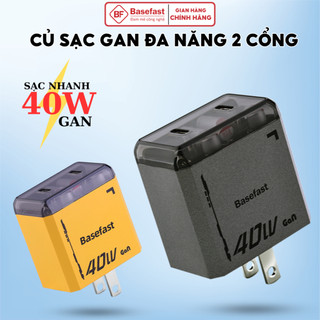 Củ sạc nhanh Basefast 40W 2 cổng Type C công nghệ GAN chống quá tải nhiệt cho thiết bị IP Samsung oppo Xiaomi