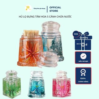 Lọ Đựng Tăm Nước Họa Tiết Hoa 5 Cánh - Hủ Đựng Tăm Hoa Nước Siêu Đẹp Đủ Màu Cao Cấp MTA-MART
