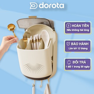 Hộp đựng đũa dán tường nhiều ngăn đựng muỗng dĩa và dao kéo nhiều lỗ thoáng khí và khay thoát nước nhanh ngăn ẩm mốc HDD
