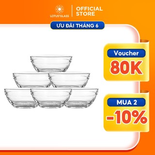 Bộ 6 bát nước chấm thủy tinh cao cấp LOTUS GLASS VTC24 cao cấp, an toàn, dùng để đựng gia vị và nước sốt