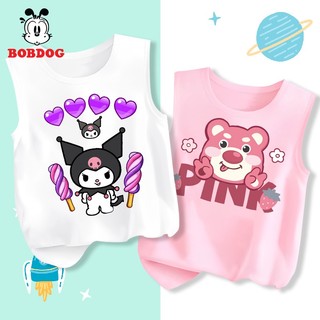 Áo ba lỗ bé gái bobdog,áo thun 3 lỗ bé gái in hình kuromi, gấu dâu cho bé