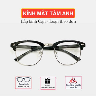 Gọng kính nam nữ cắt vành nửa viền kim loại dáng bo tròn TAMANHOPTIC NHẬN CẮT MẮT CẬN LOẠN THEO YÊU CẦU