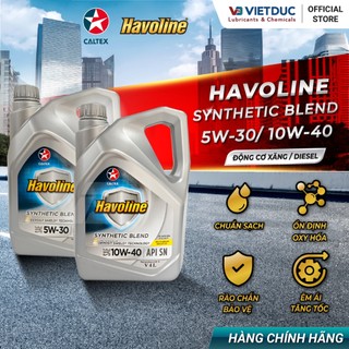  Dầu nhớt động cơ Bán tổng hợp - Caltex Havoline Synthetic Blend 5W-30   10W-40  Can 4L  