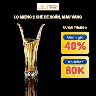 Lọ Miệng Chẽ Đế Soắn, Màu Vàng Thuỷ Tinh LOTUS GLASS Hàng Cao Cấp Chính Hãng, mã N5430/1/38/11
