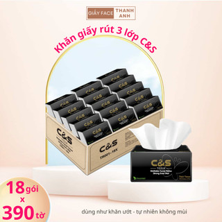Giấy ăn C&S 390 tờ mịn dai- Giấy Face Thanh Anh- face rút, giấy face vn, face đen, khăn giấy tốt