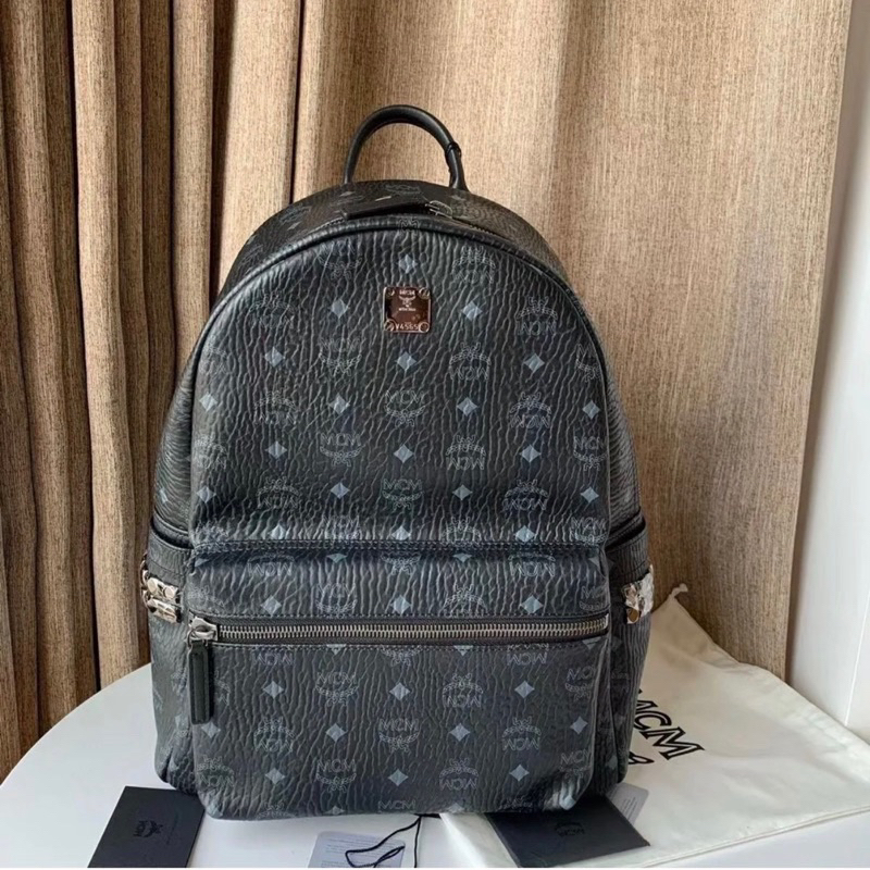 ⚡️[Hight Quality] - Balo Mcm - Balo Mcm Đen Sz 40 Bên Trong Lót Da