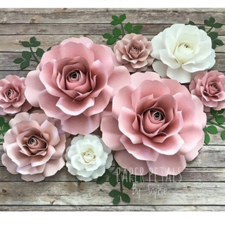 Hoa giấy trang trí backdrop, hoa hồng giấy handmade, hoa trang trí tường SH06