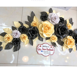 Hoa giấy trang trí backdrop, hoa hồng giấy handmade, hoa trang trí tường SH09
