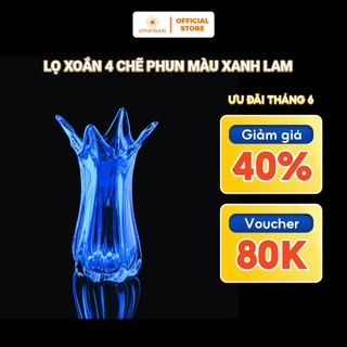 Lọ Xoắn Chẽ Phun Màu Xanh Lam Thuỷ Tinh LOTUS GLASS Hàng Cao Cấp Chính Hãng, mã PM108/1/35/XLAM