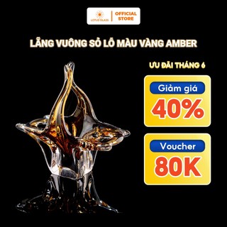 Lẵng Vuông Sỏ Lỗ Màu Vàng Amber Thuỷ Tinh LOTUS GLASS Hàng Cao Cấp Chính Hãng N258/6/30/11