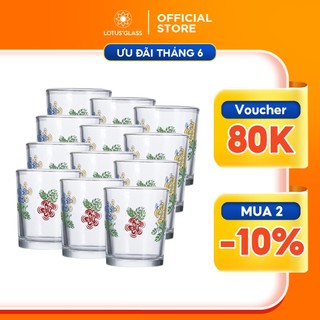 Bộ 12 cốc uống trà nóng thủy tinh LOTUS GLASS VTC75 trong suốt cao cấp, an toàn