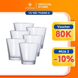 Bộ 6 cốc sinh tố dáng côn thấp thủy tinh LOTUS GLASS VTC805 bốn bước sóng trong suốt cao cấp, an toàn