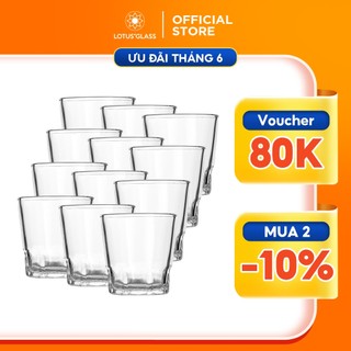 Bộ 12 cốc rượu soju thủy tinh LOTUS GLASS VTC156 trong suốt cao cấp, an toàn
