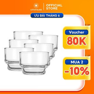 Bộ 6 cốc thủy tinh uống nước LOTUS GLASS VTC56 Cốc đựng nước 100ml hình dáng độc đáo dùng để uống trà, uống cafe