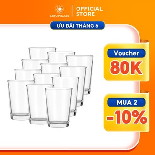 Bộ 12 cốc sữa chua thủy tinh LOTUS GLASS VTC13 trong suốt cao cấp, an toàn