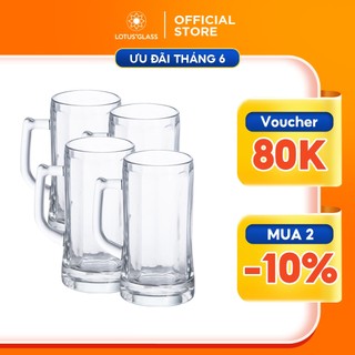 Bộ 4 Cốc quai thủy tinh cao cấp VTC219 LOTUS GLASS 660ml dùng để uống sinh tố, chè, nước ngọt