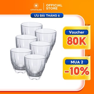 Bộ 6 cốc thủy tinh có đáy nhọn LOTUS GLASS VTC195 trong suốt cao cấp, an toàn, dùng để ăn kem, uống cafe cốt dừa